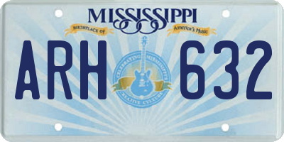 MS license plate ARH632