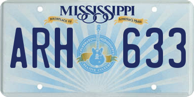 MS license plate ARH633