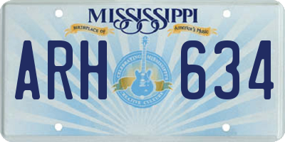 MS license plate ARH634