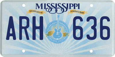 MS license plate ARH636