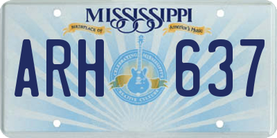 MS license plate ARH637