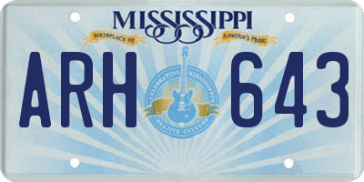 MS license plate ARH643