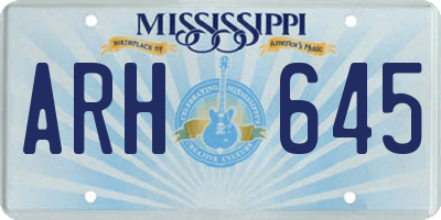 MS license plate ARH645