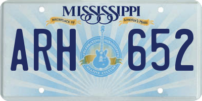 MS license plate ARH652