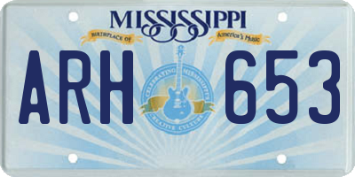 MS license plate ARH653