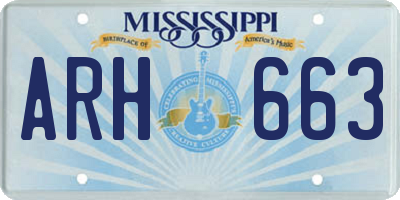 MS license plate ARH663
