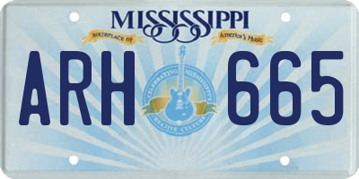 MS license plate ARH665