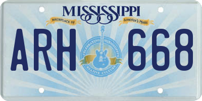 MS license plate ARH668