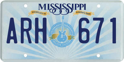 MS license plate ARH671