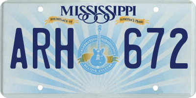 MS license plate ARH672