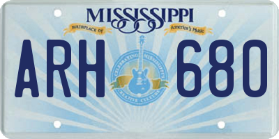 MS license plate ARH680