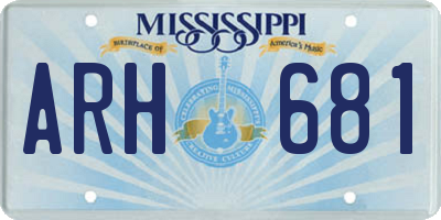 MS license plate ARH681