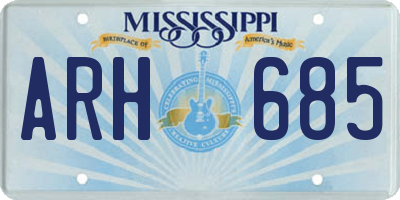 MS license plate ARH685