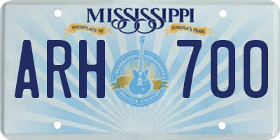 MS license plate ARH700