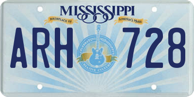 MS license plate ARH728