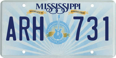 MS license plate ARH731