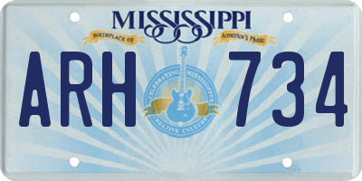 MS license plate ARH734