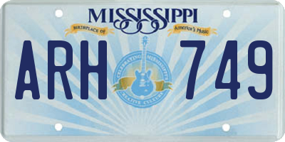 MS license plate ARH749