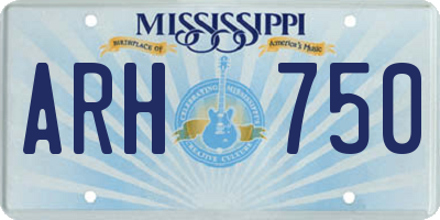 MS license plate ARH750
