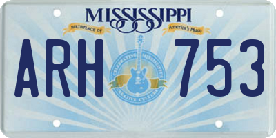 MS license plate ARH753