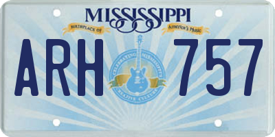 MS license plate ARH757