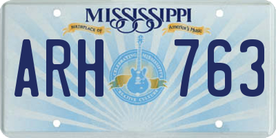 MS license plate ARH763