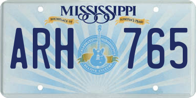 MS license plate ARH765