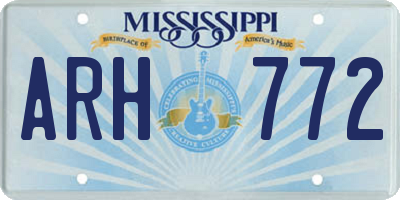 MS license plate ARH772