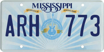 MS license plate ARH773