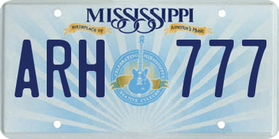MS license plate ARH777