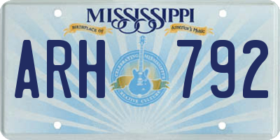 MS license plate ARH792