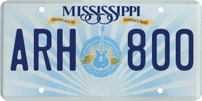 MS license plate ARH800