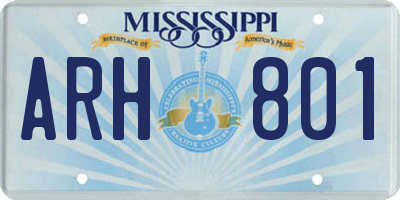 MS license plate ARH801