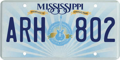 MS license plate ARH802