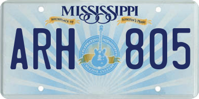 MS license plate ARH805