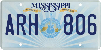 MS license plate ARH806
