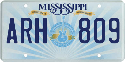 MS license plate ARH809
