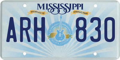 MS license plate ARH830
