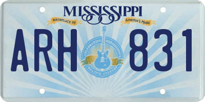 MS license plate ARH831
