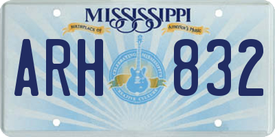 MS license plate ARH832