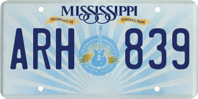 MS license plate ARH839