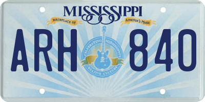MS license plate ARH840