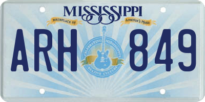 MS license plate ARH849