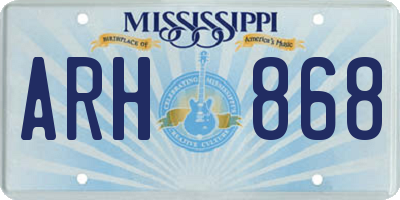 MS license plate ARH868