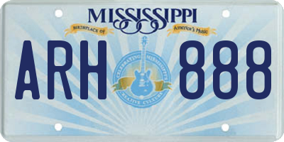 MS license plate ARH888