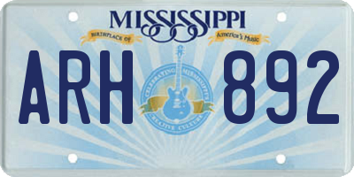 MS license plate ARH892