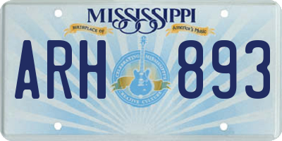 MS license plate ARH893