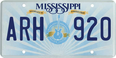 MS license plate ARH920