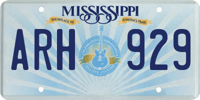 MS license plate ARH929
