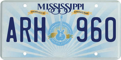 MS license plate ARH960